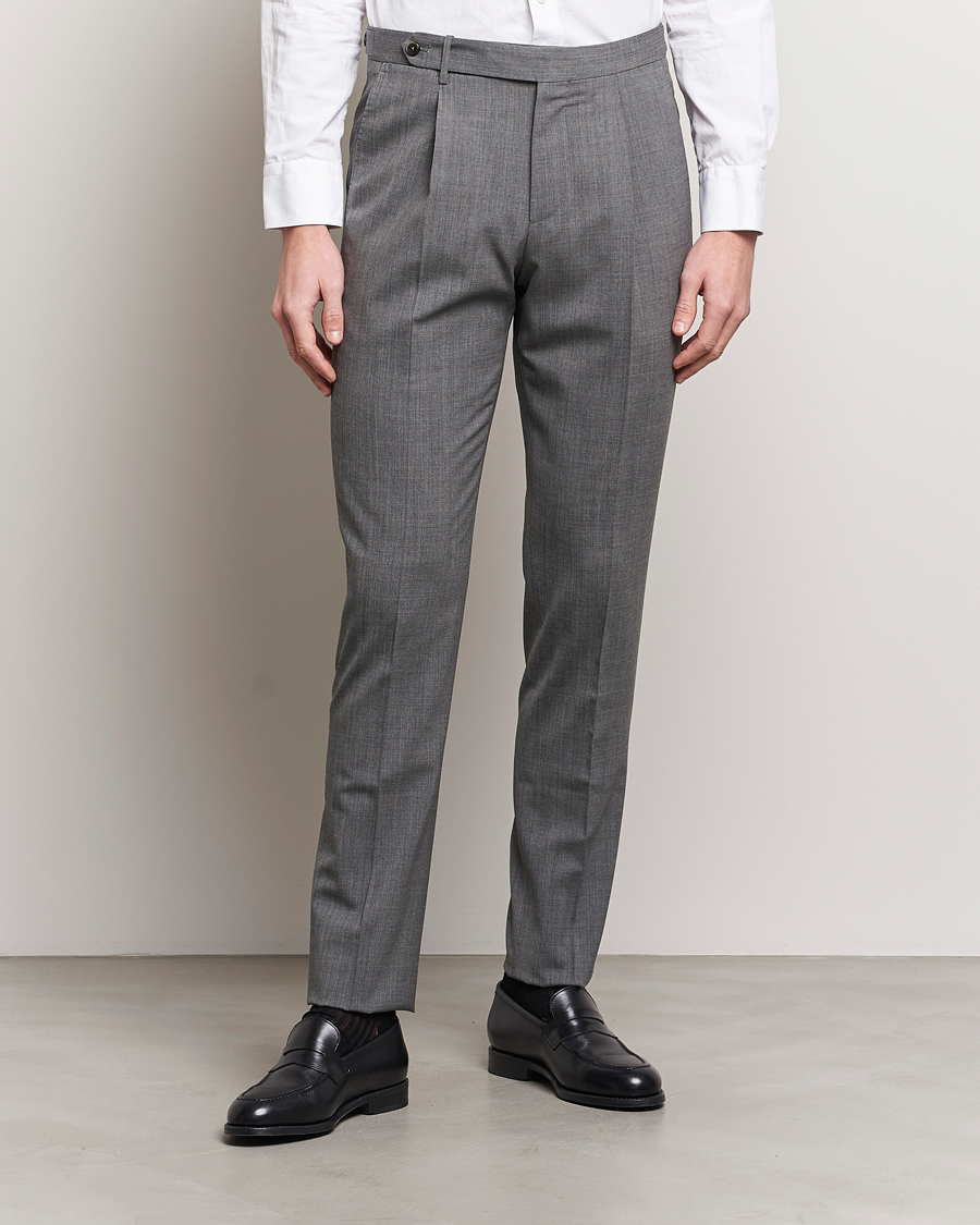 Homme | Italian Department | PT01 | Gentleman Fit Wool Stretch Trousers Medium Grey