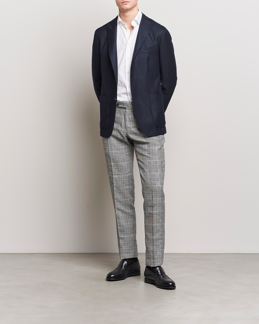 Homme | Pantalons | PT01 | Slim Fit Glencheck Trousers Grey/Blue
