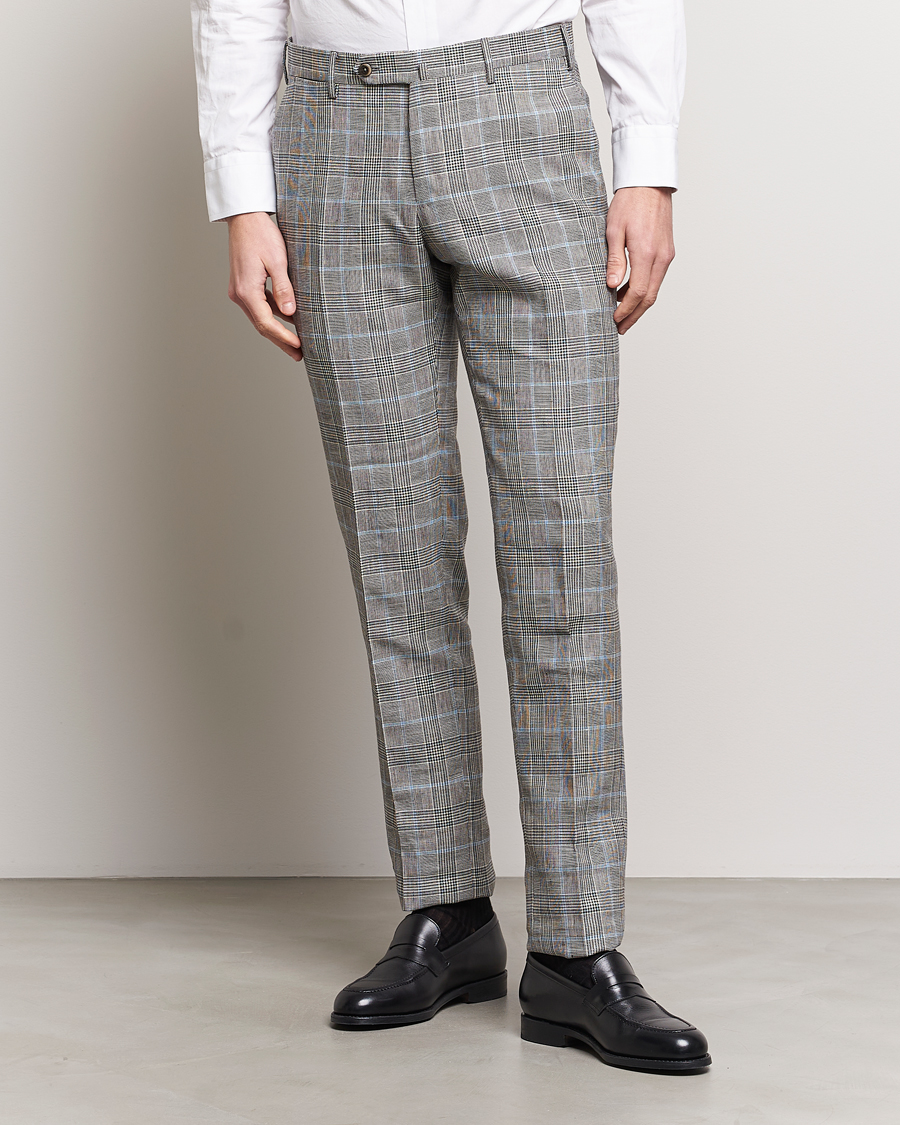 Homme | Italian Department | PT01 | Slim Fit Glencheck Trousers Grey/Blue