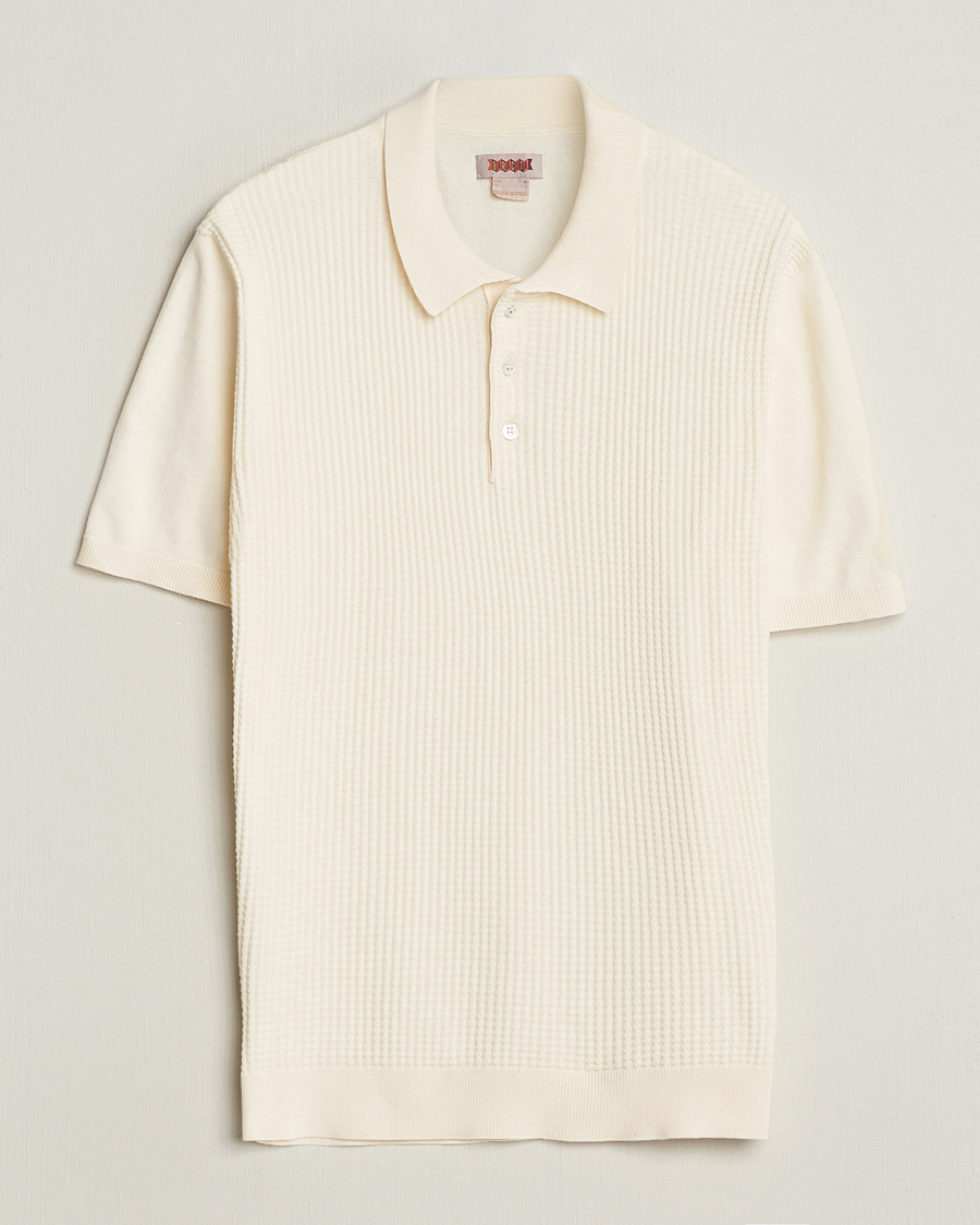 Homme | Polos | Baracuta | Waffle Knitted Polo Ivory