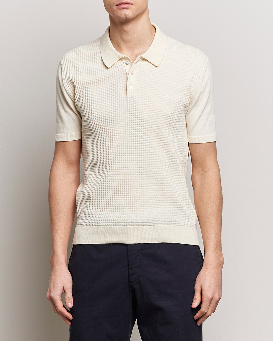 Homme | Polos À Manches Courtes | Baracuta | Waffle Knitted Polo Ivory