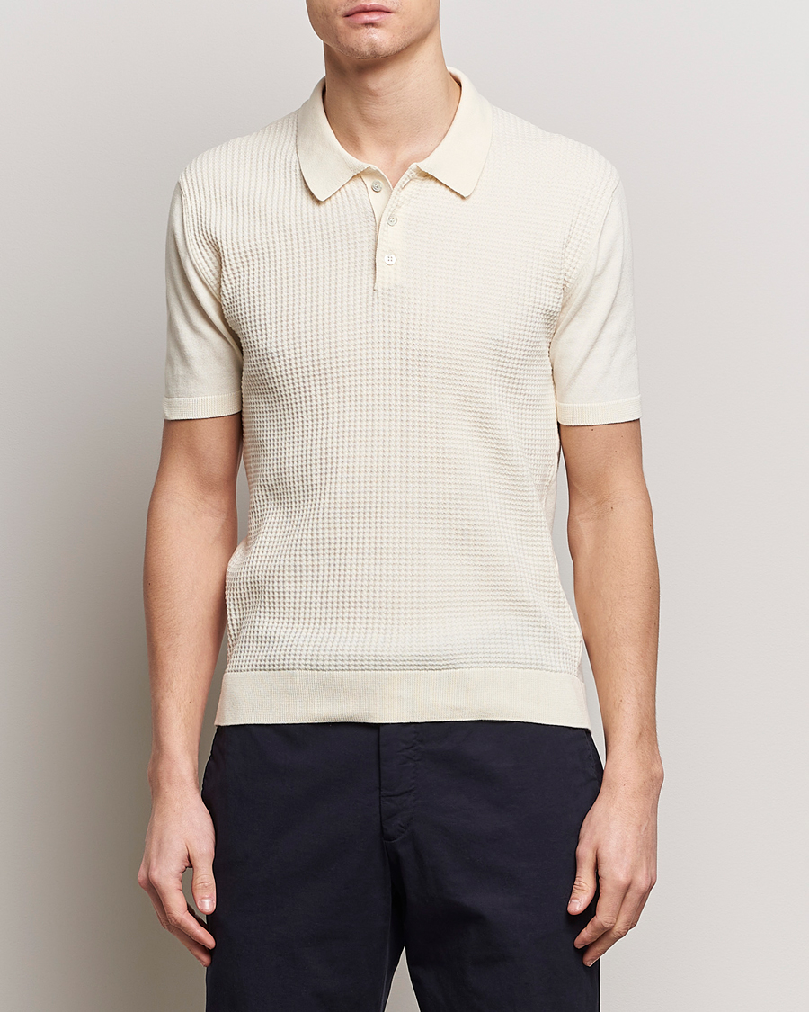 Homme | Polos | Baracuta | Waffle Knitted Polo Ivory