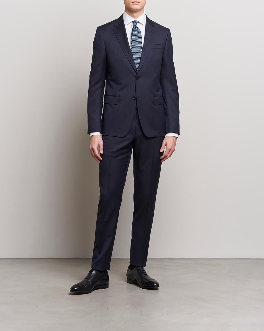 Homme | Italian Department | Zegna | Tailored Wool Striped Suit Navy