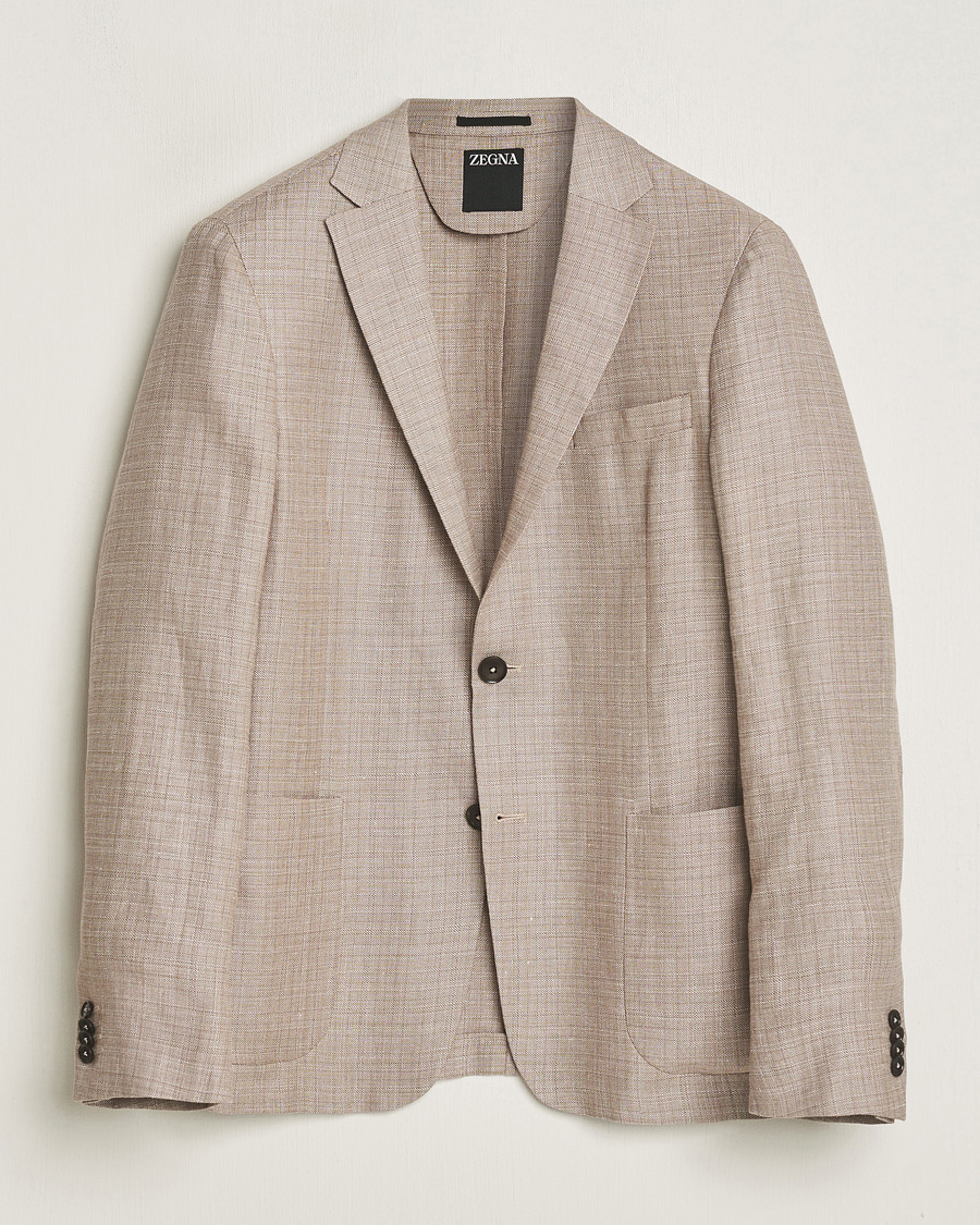 Homme | Blazers | Zegna | Unconstructed Linen Blend Blazer Brown