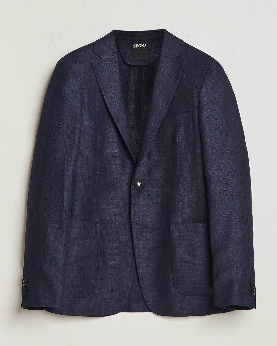 Homme | Blazers | Zegna | Unconstructed Linen Blend Blazer Navy