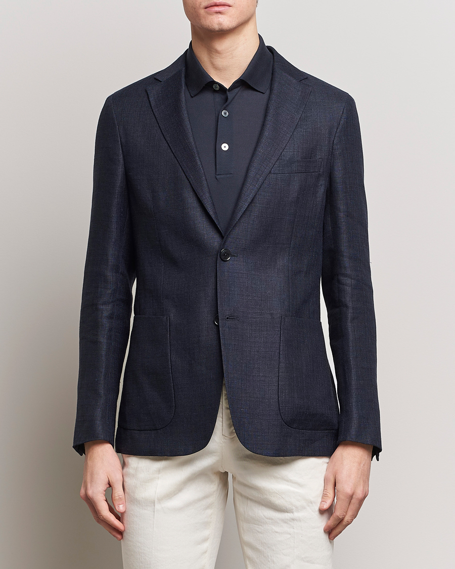 Homme | Blazers | Zegna | Unconstructed Linen Blend Blazer Navy