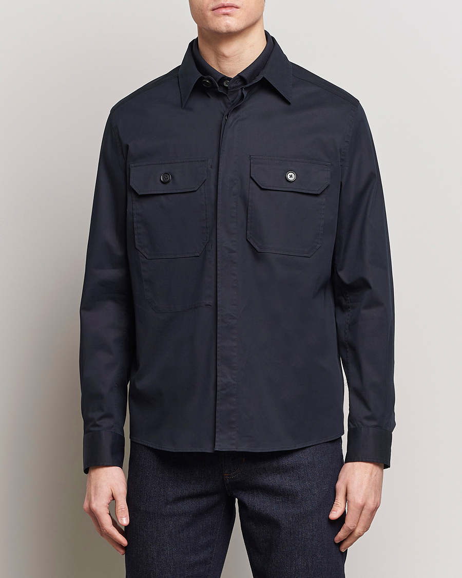 Homme | Sections | Zegna | Premium Cotton Overshirt Navy