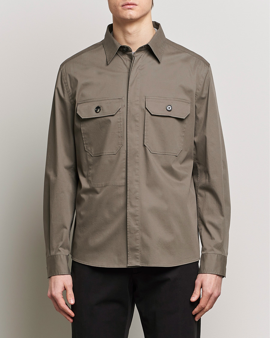 Homme | Sections | Zegna | Premium Cotton Overshirt Olive