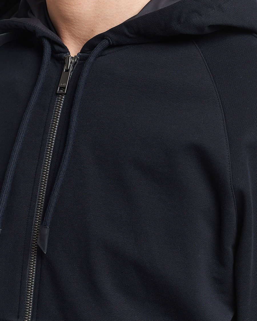 Homme | Pulls Et Tricots | Zegna | Cotton Stretch Zip Hoodie Navy
