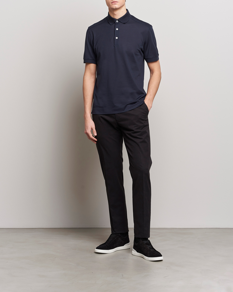 Homme | Polos | Zegna | Cotton/Silk Polo Navy