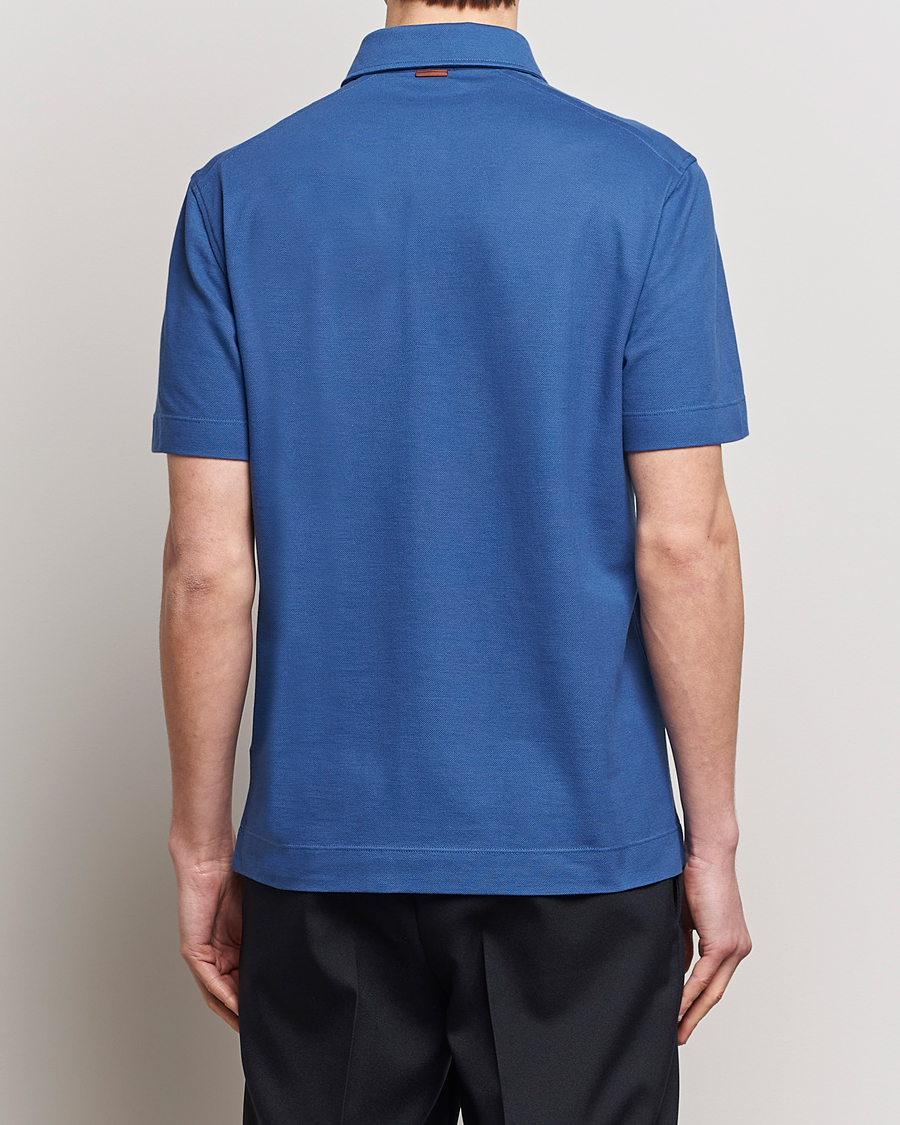 Homme | Polos | Zegna | Short Sleeve Pocket Polo Blue