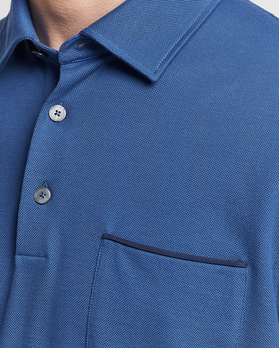 Homme | Polos | Zegna | Short Sleeve Pocket Polo Blue