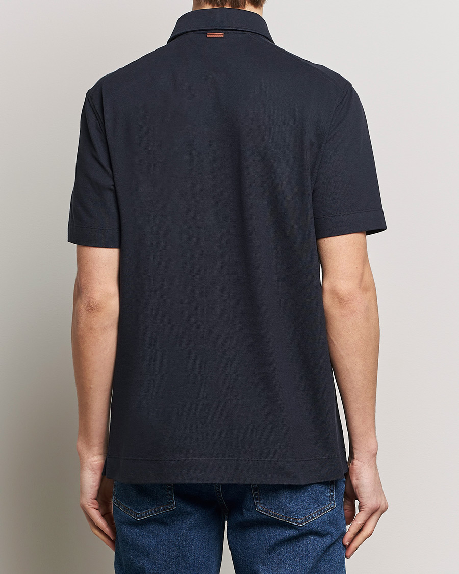 Homme | Polos | Zegna | Short Sleeve Pocket Polo Navy