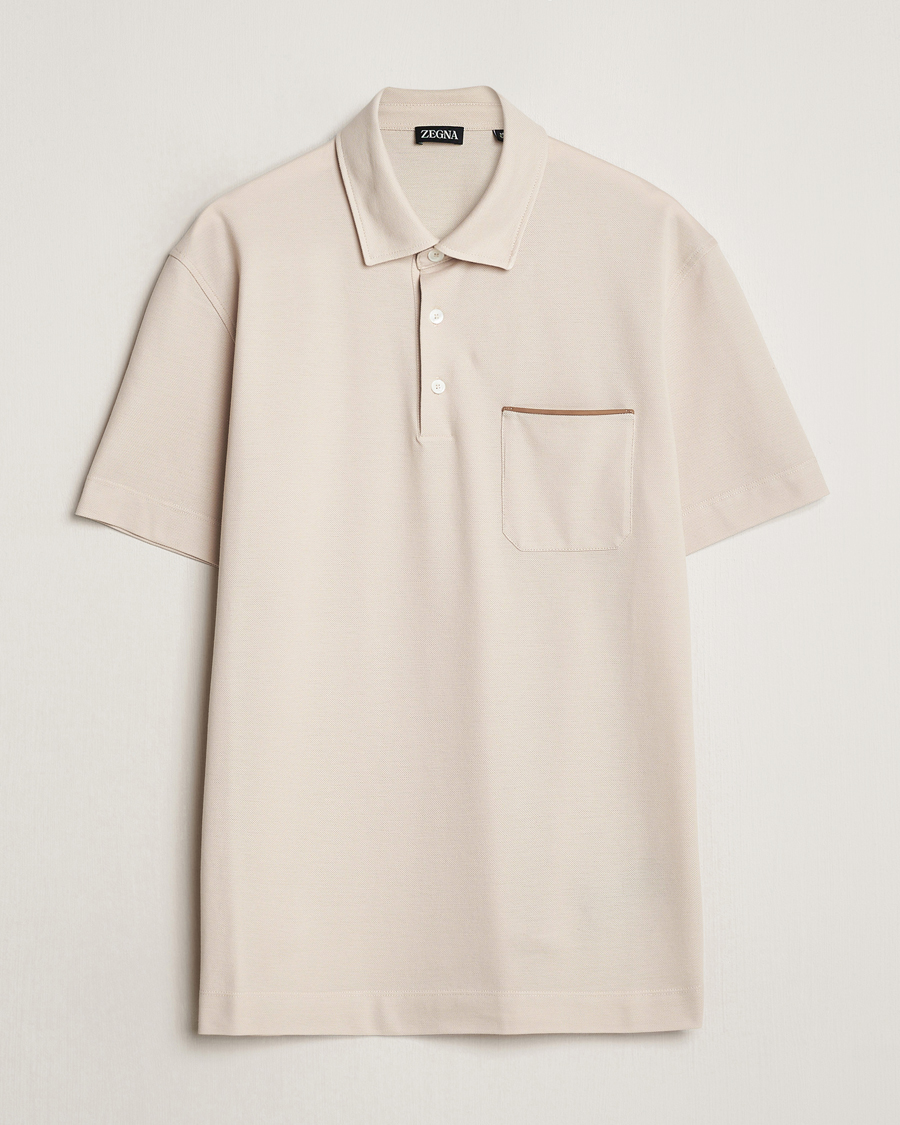 Homme | Polos | Zegna | Short Sleeve Pocket Polo Beige