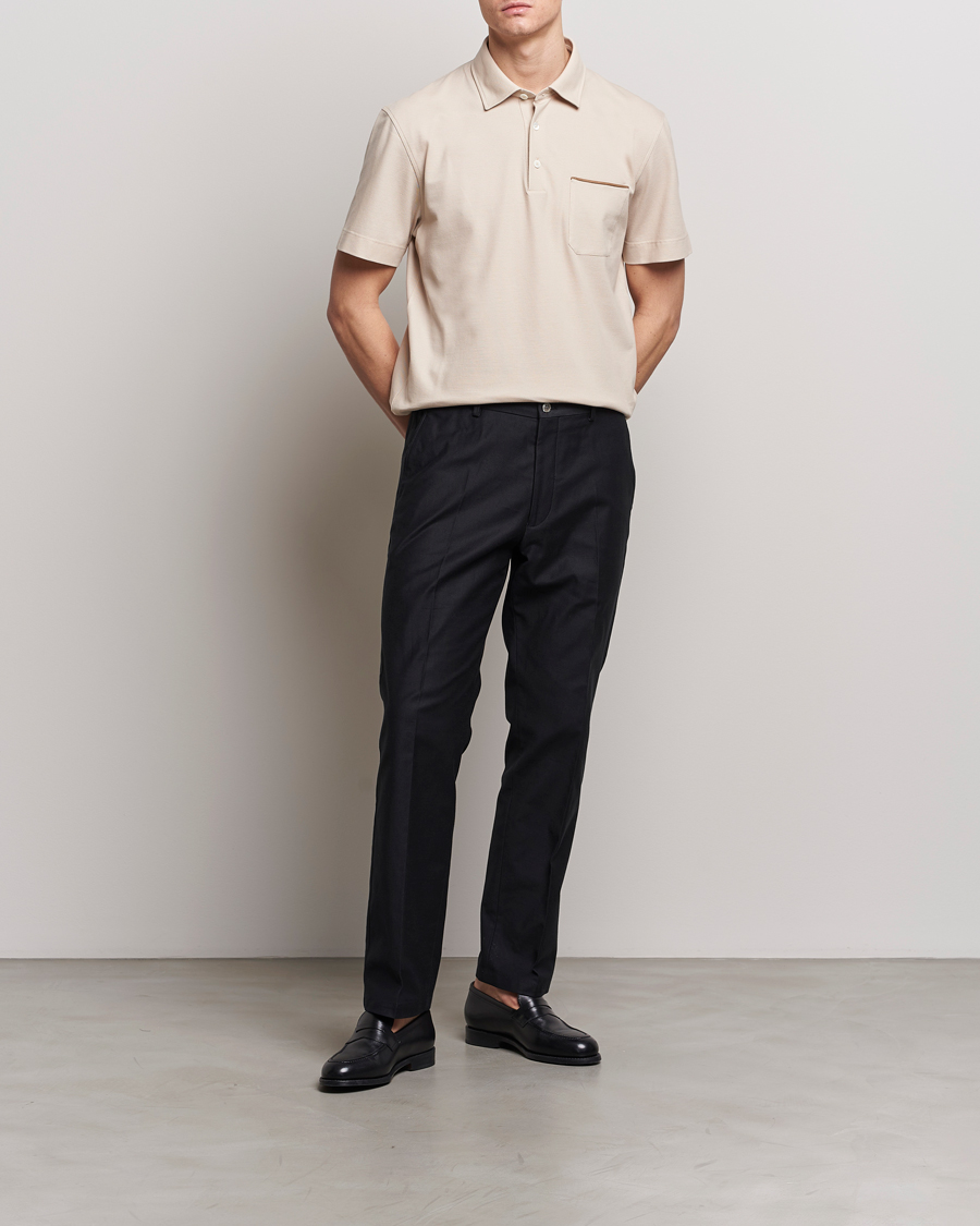 Homme | Polos | Zegna | Short Sleeve Pocket Polo Beige