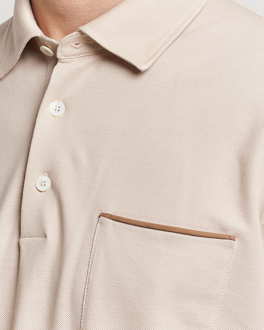 Homme | Polos | Zegna | Short Sleeve Pocket Polo Beige