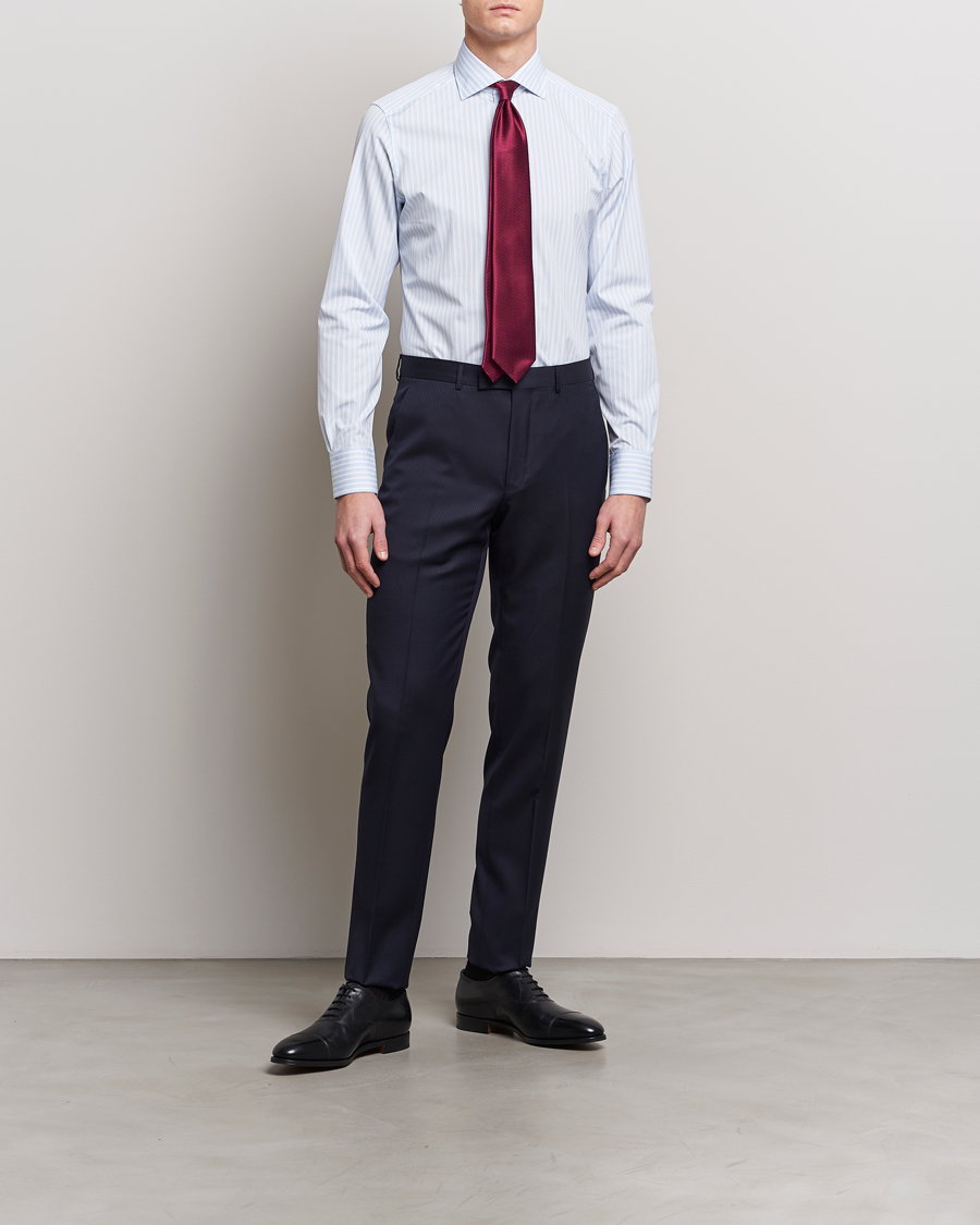 Homme | Chemises D'Affaires | Zegna | Slim Fit Dress Shirt Light Blue Stripe