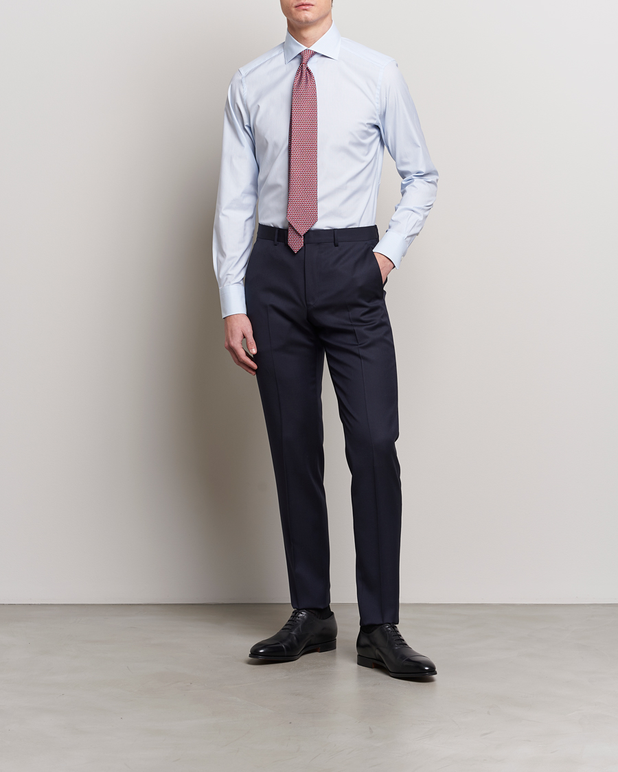 Homme | Italian Department | Zegna | Slim Fit Dress Shirt Light Blue Check