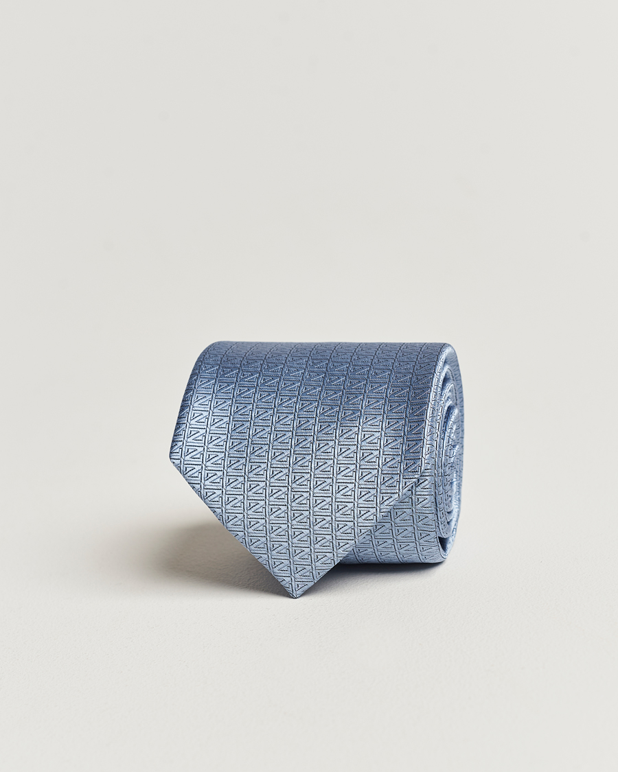 Homme | Zegna Monogram Silk Tie Light Blue | Zegna | Monogram Silk Tie Light Blue