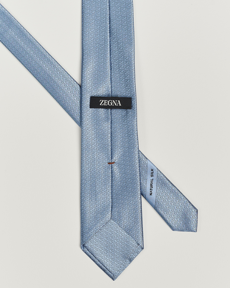 Homme | Zegna Monogram Silk Tie Light Blue | Zegna | Monogram Silk Tie Light Blue