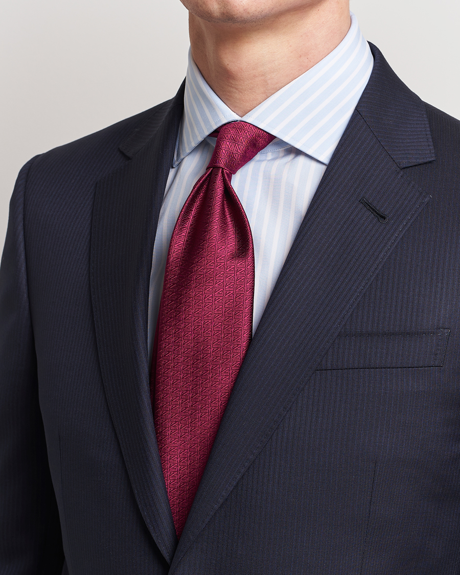 Homme | Zegna Monogram Silk Tie Burgundy | Zegna | Monogram Silk Tie Burgundy