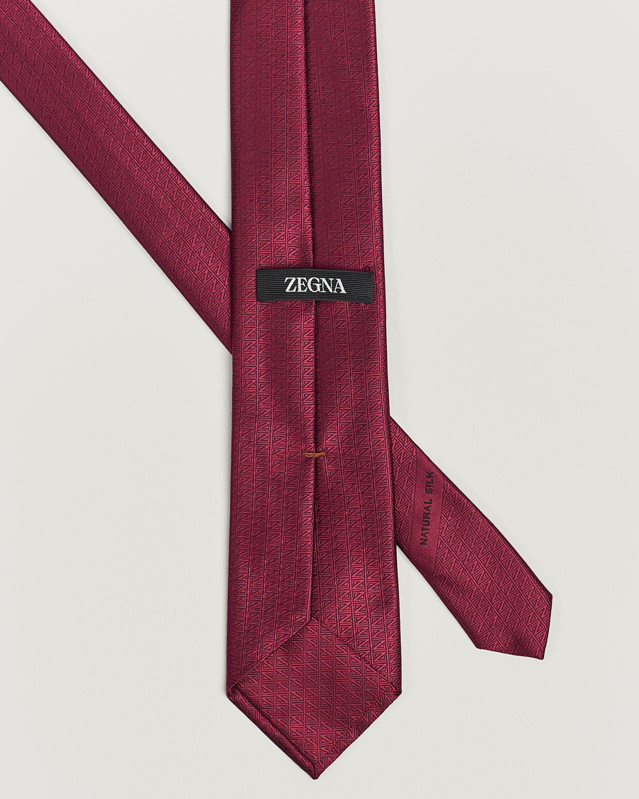 Homme | Zegna Monogram Silk Tie Burgundy | Zegna | Monogram Silk Tie Burgundy