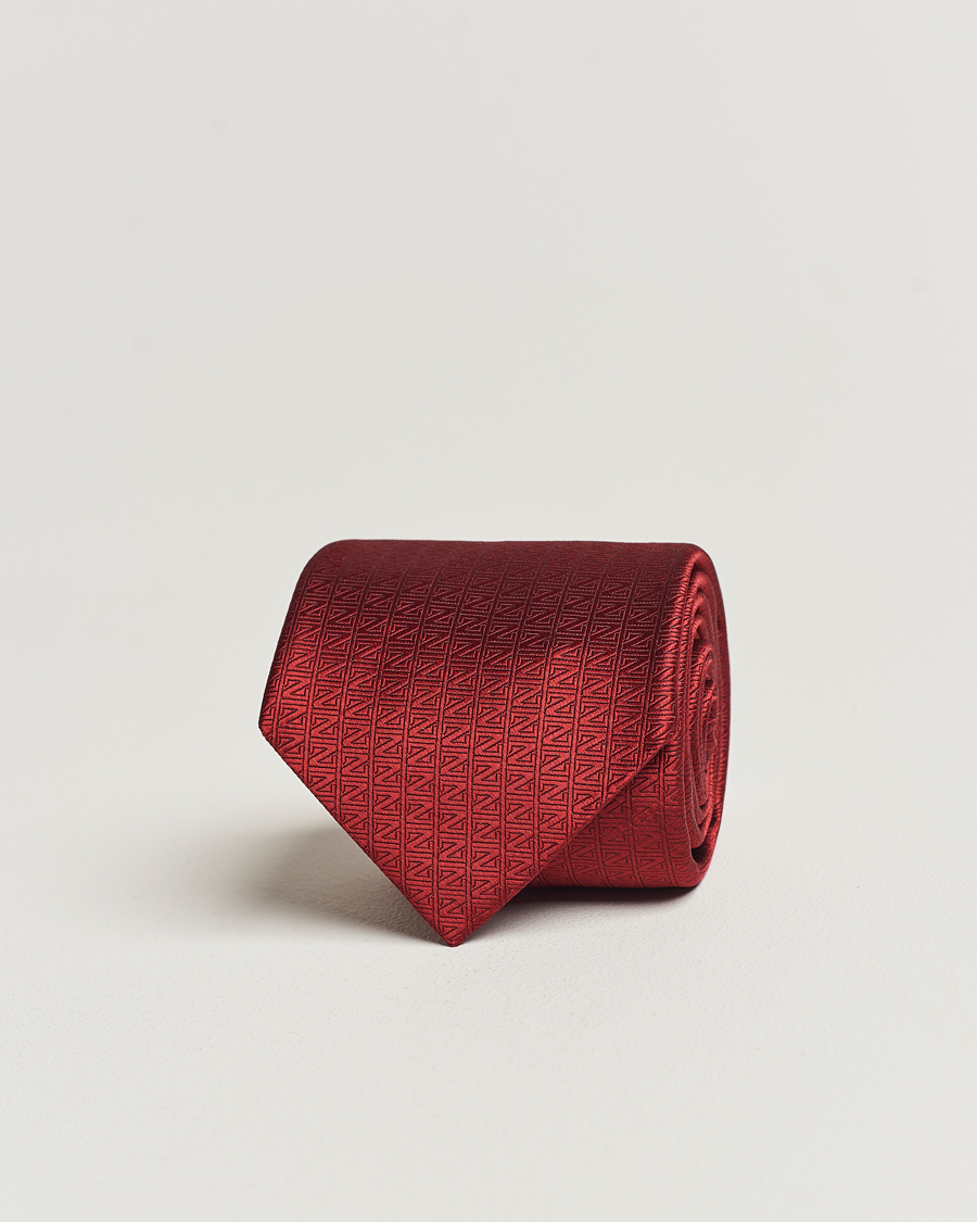 Homme | Zegna Monogram Silk Tie Red | Zegna | Monogram Silk Tie Red