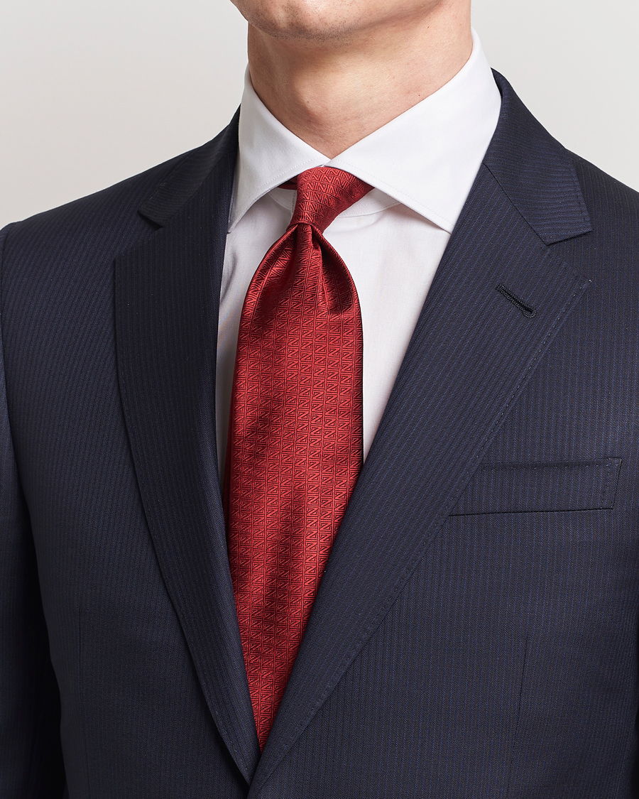 Homme | Zegna Monogram Silk Tie Red | Zegna | Monogram Silk Tie Red