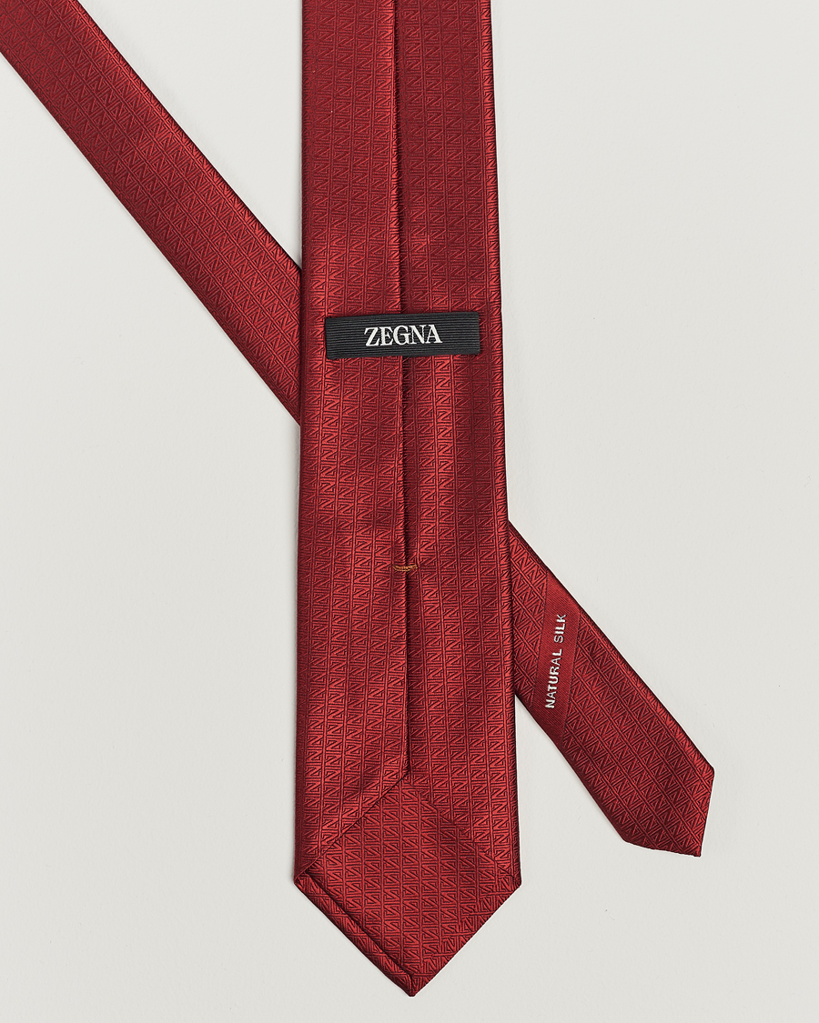 Homme | Zegna Monogram Silk Tie Red | Zegna | Monogram Silk Tie Red