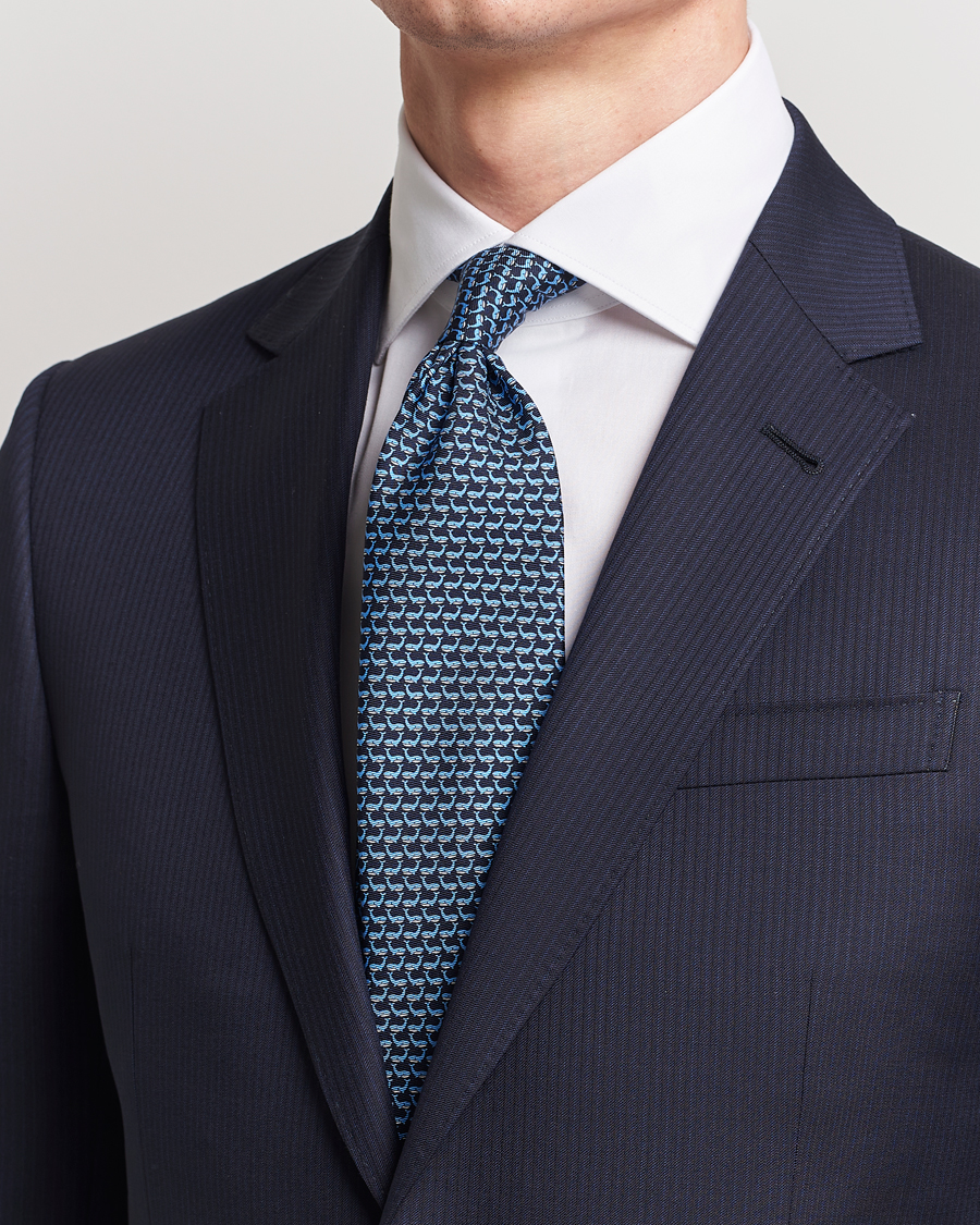 Homme | Sections | Zegna | Animal Print Silk Tie Navy