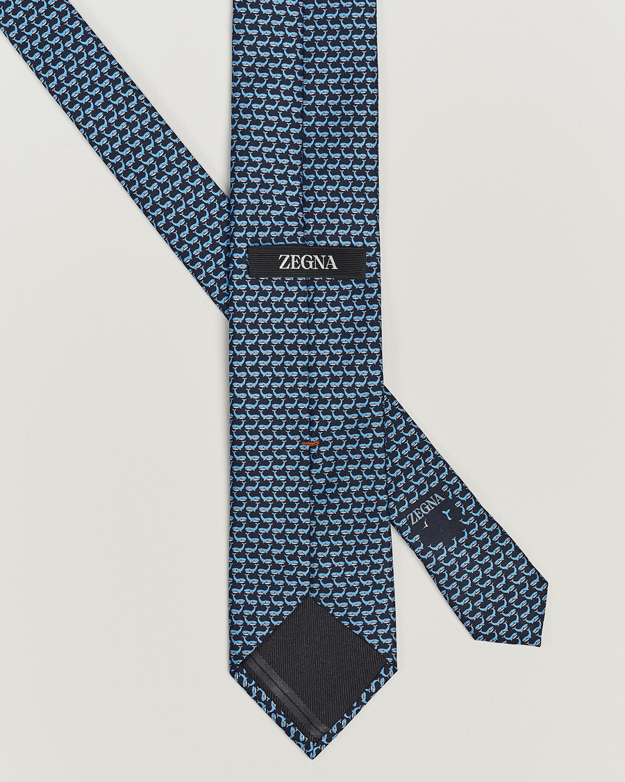 Homme | Zegna Animal Print Silk Tie Navy | Zegna | Animal Print Silk Tie Navy