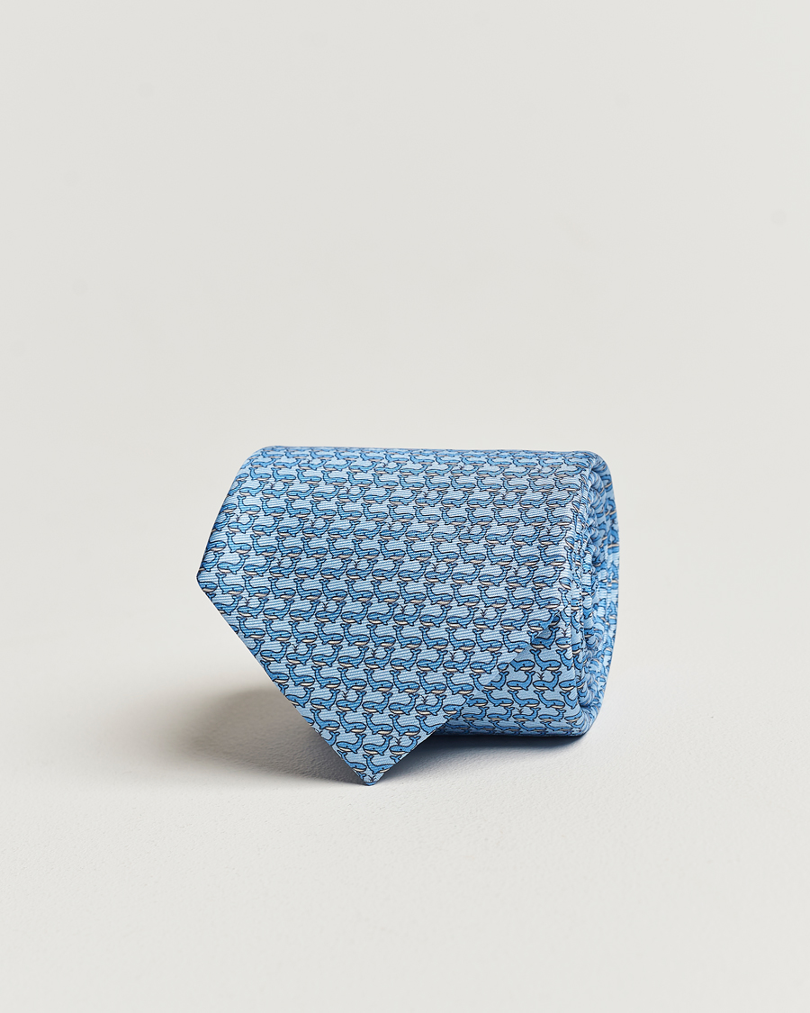 Homme | Zegna Animal Print Silk Tie Light Blue | Zegna | Animal Print Silk Tie Light Blue