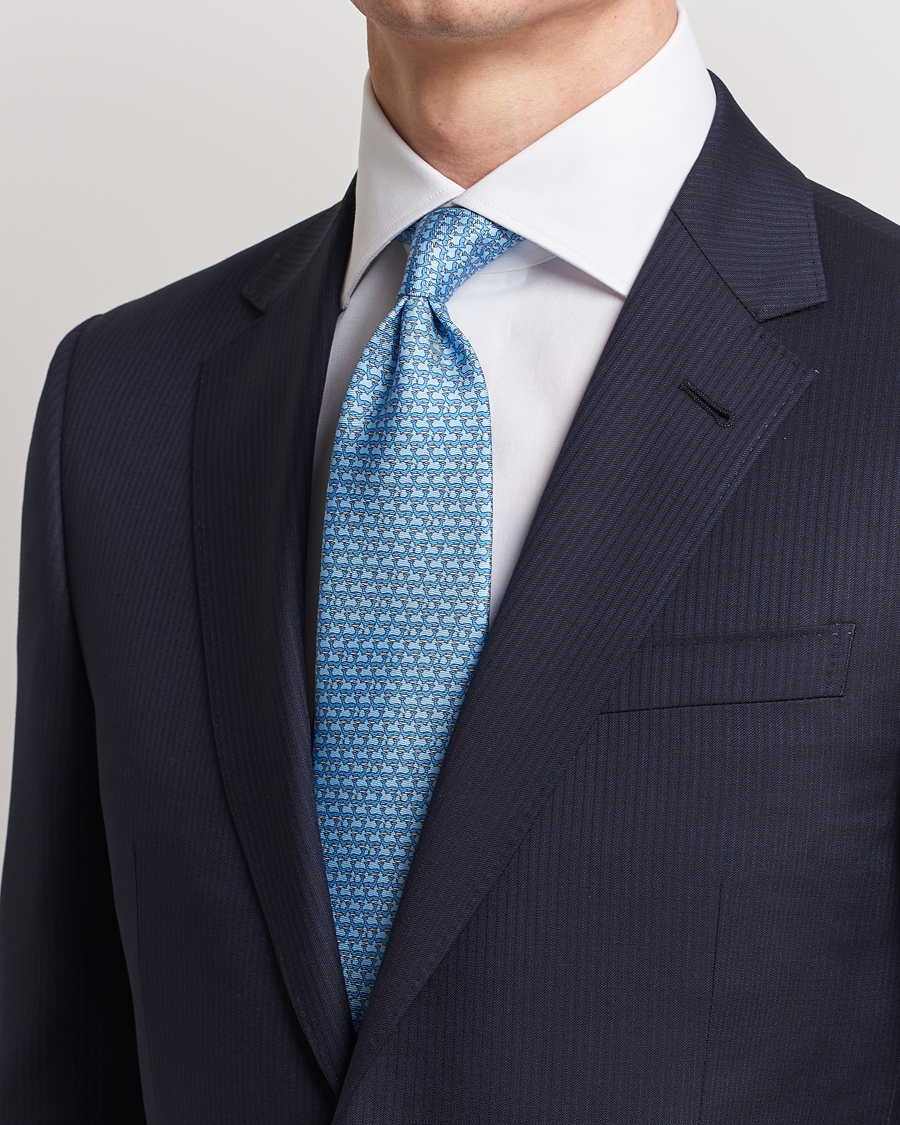 Homme | Cravates | Zegna | Animal Print Silk Tie Light Blue