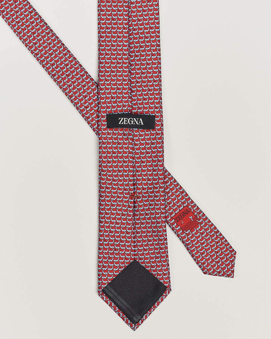 Homme | Zegna Animal Print Silk Tie Red | Zegna | Animal Print Silk Tie Red
