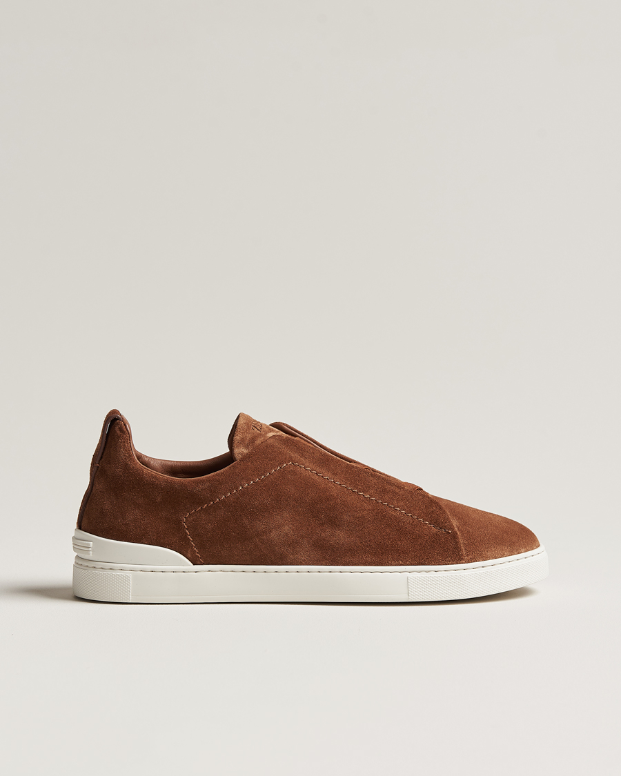 Homme | Zegna Triple Stitch Sneakers Brown Suede | Zegna | Triple Stitch Sneakers Brown Suede