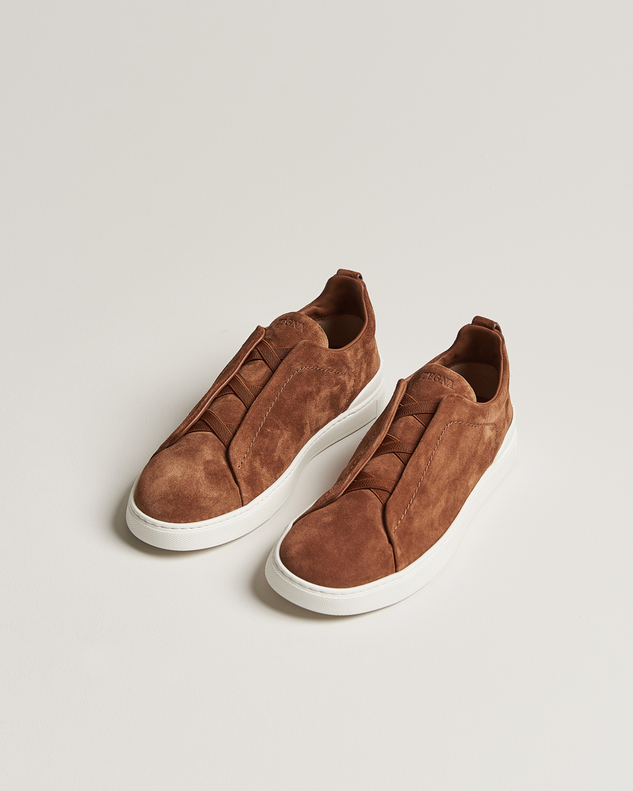 Homme | Chaussures En Daim | Zegna | Triple Stitch Sneakers Brown Suede
