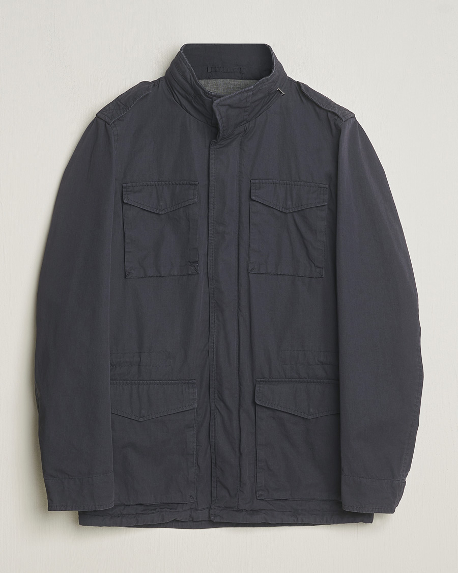Homme | Manteaux Et Vestes | Herno | Washed Cotton Field Jacket Navy