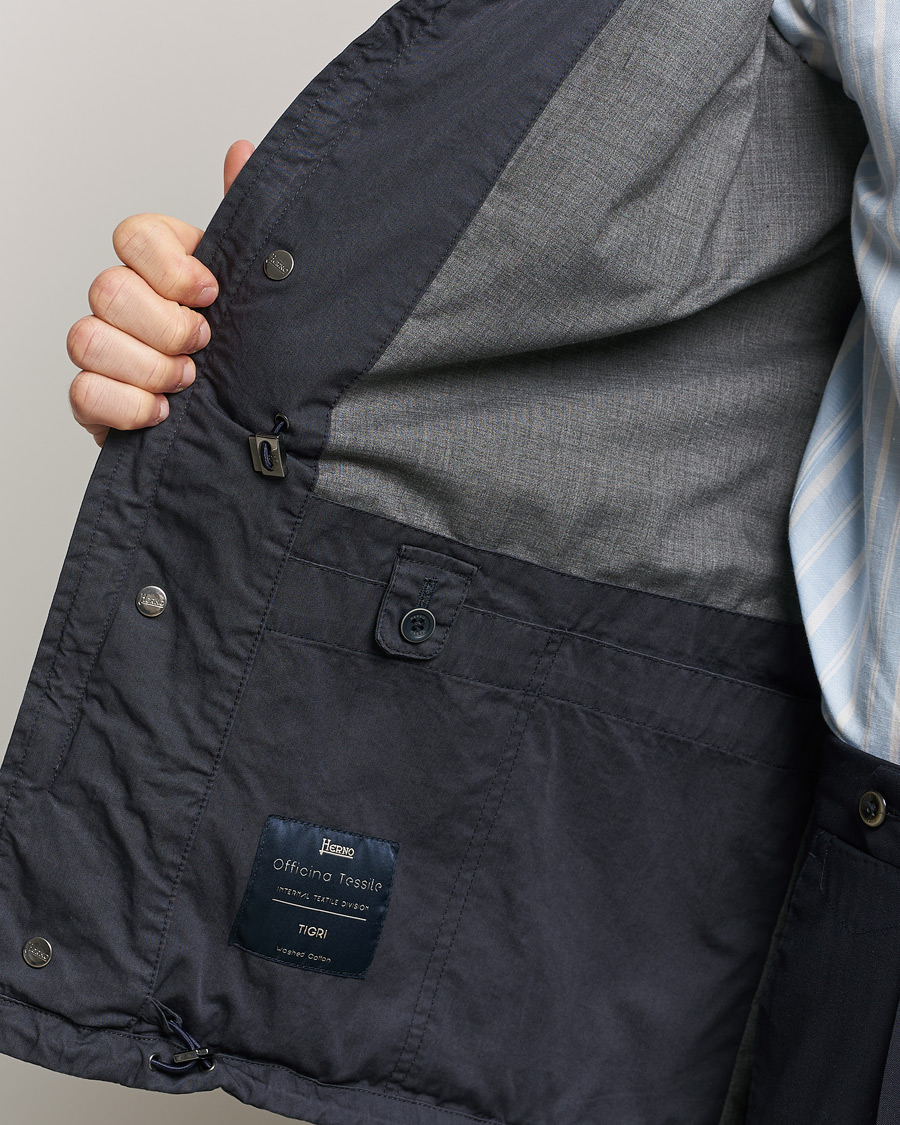 Homme | Manteaux Et Vestes | Herno | Washed Cotton Field Jacket Navy