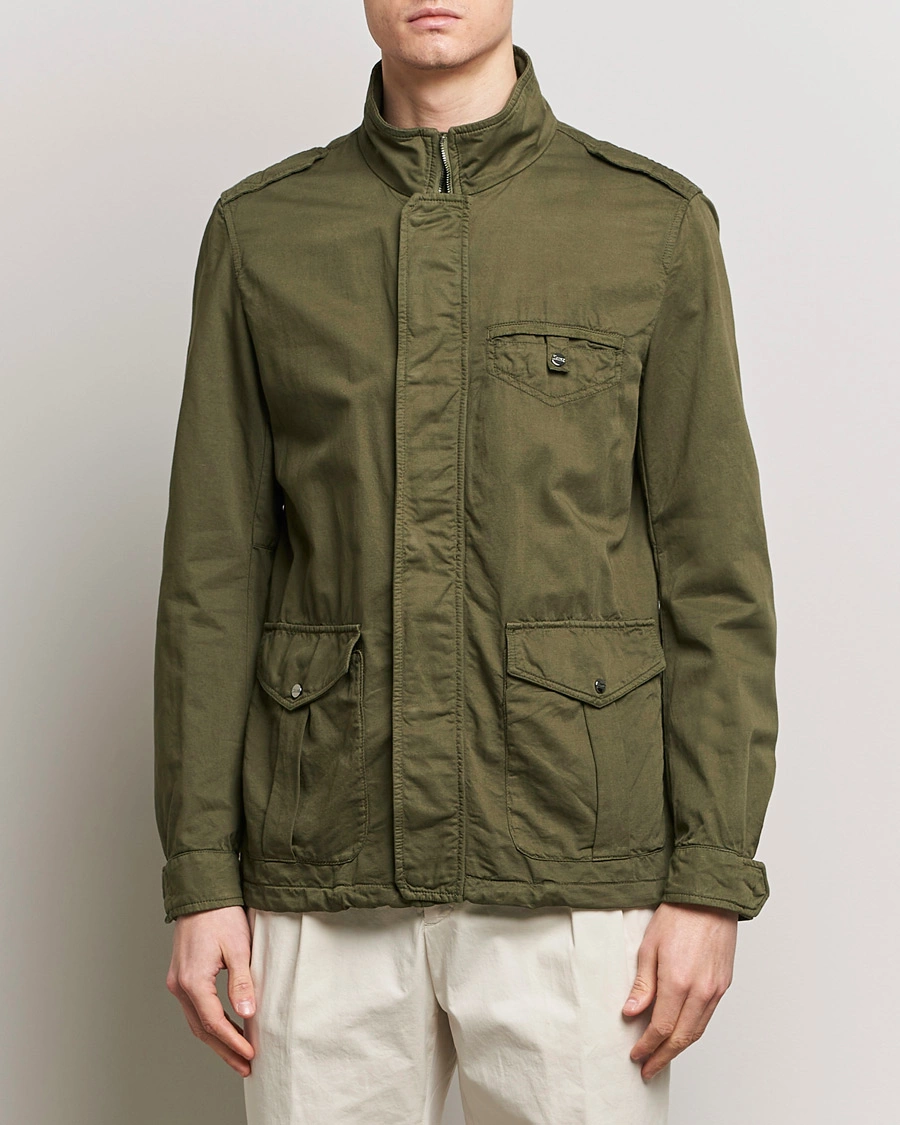 Homme |  | Herno | Washed Cotton/Linen Field Jacket Military