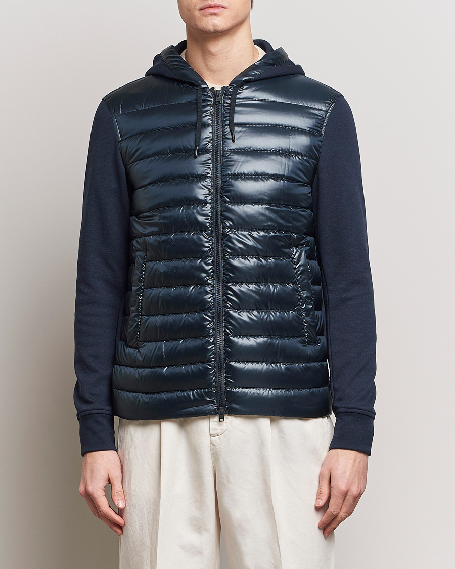 Homme | Sections | Herno | Hybrid Hooded Zip Jacket Navy