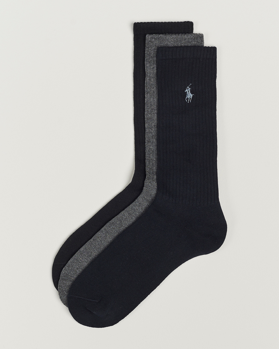Homme | Sous-Vêtements Et Chaussettes | Polo Ralph Lauren | 3-Pack Crew Sock Navy/Charcoal/Black