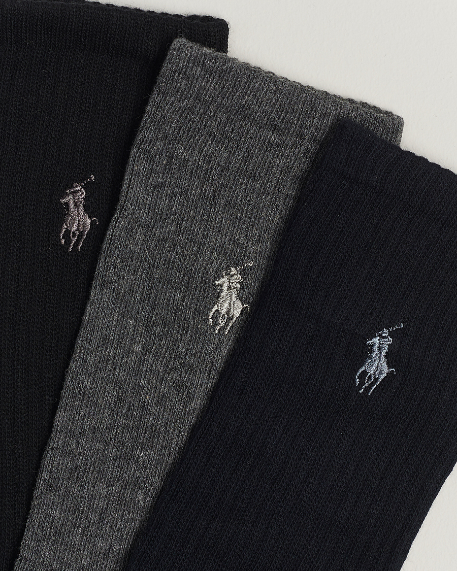 Homme | Chaussettes Quotidiennes | Polo Ralph Lauren | 3-Pack Crew Sock Navy/Charcoal/Black