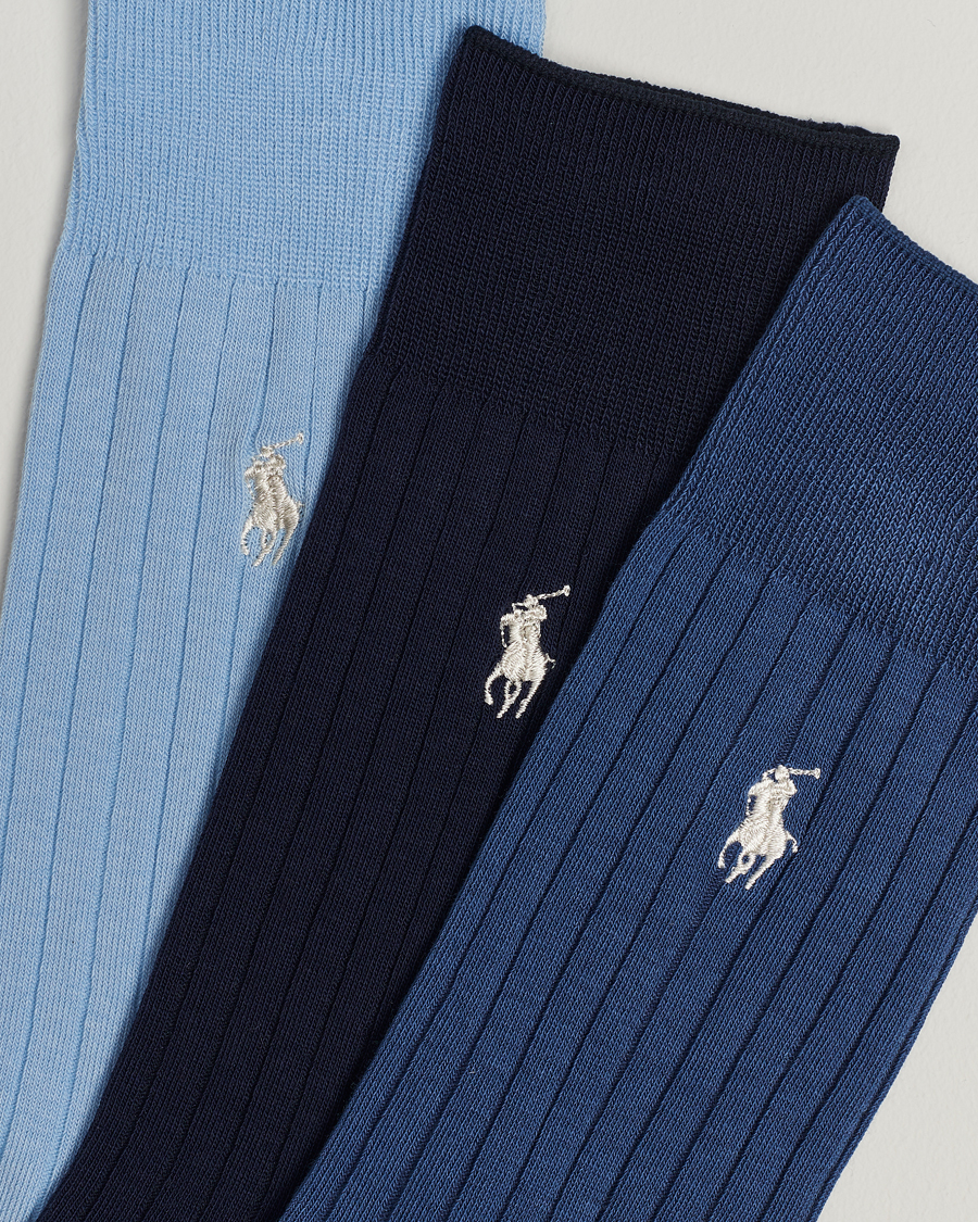 Homme | Sous-Vêtements Et Chaussettes | Polo Ralph Lauren | 3-Pack Egyptian Rib Crew Sock Blue