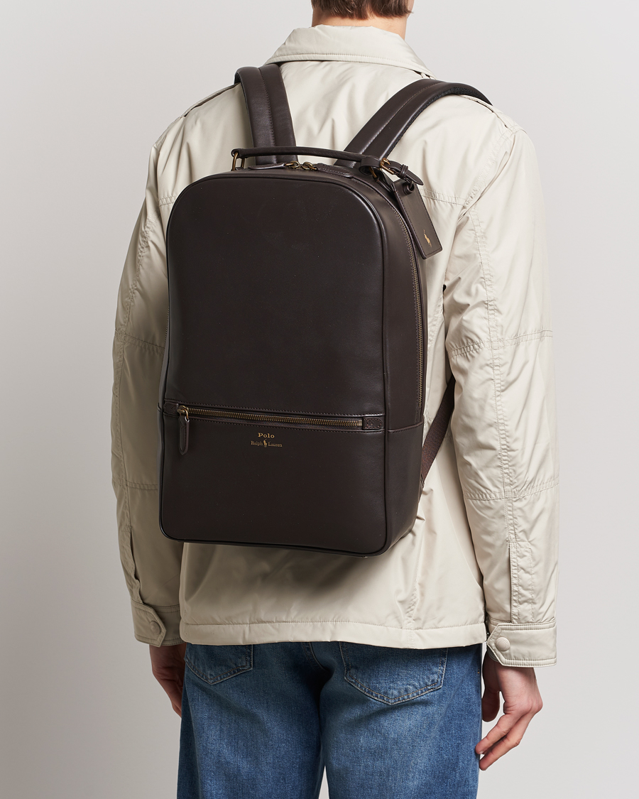 Homme |  | Polo Ralph Lauren | Leather Backpack Dark Brown