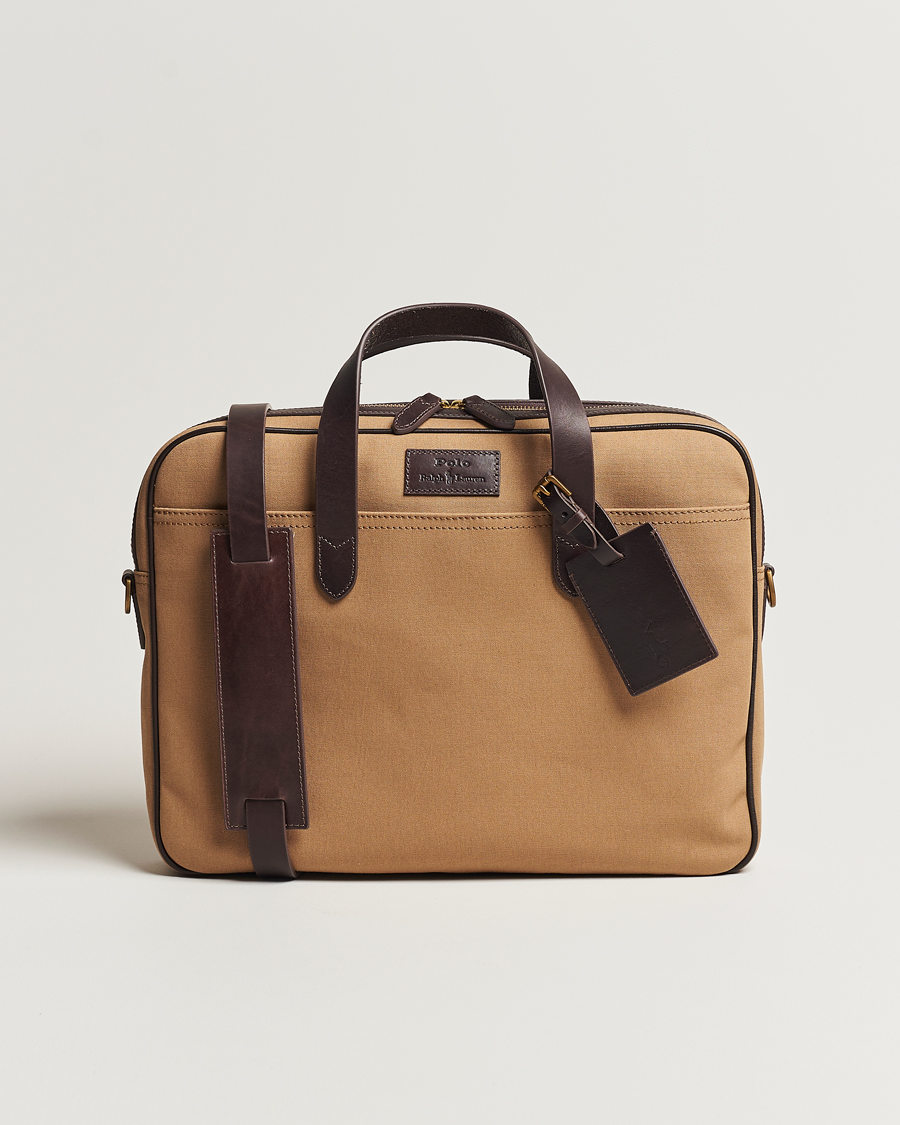 Homme | Polo Ralph Lauren Canvas/Leather Computer Bag Tan | Polo Ralph Lauren | Canvas/Leather Computer Bag Tan