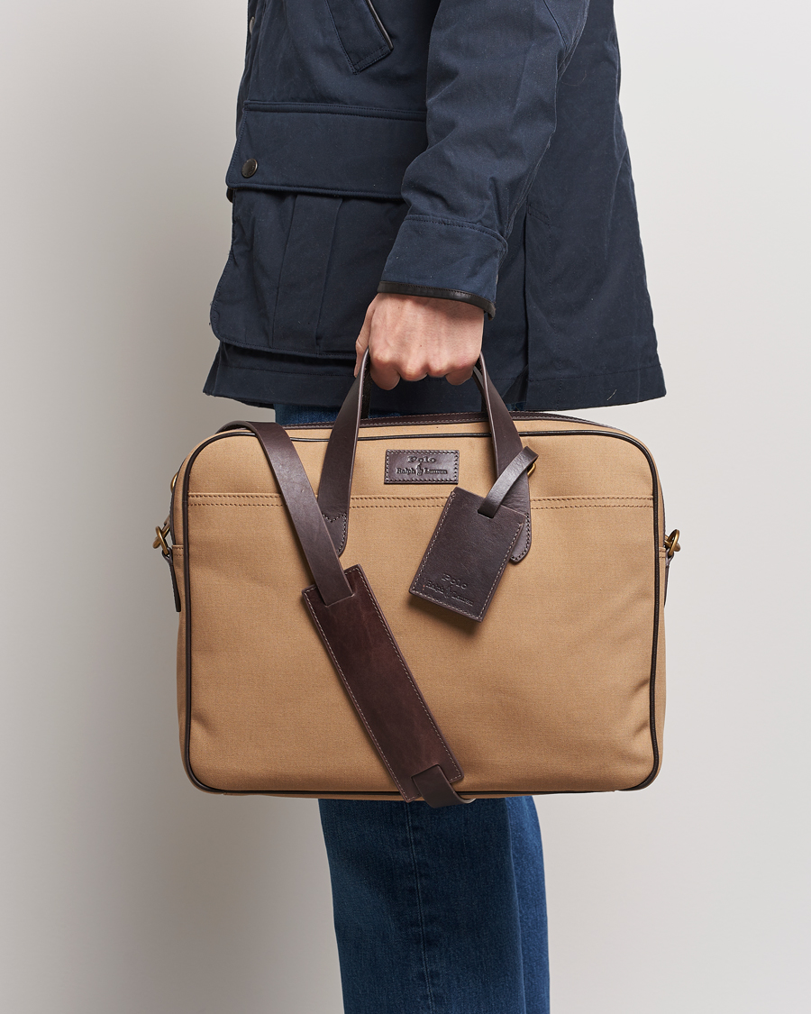 Homme | Polo Ralph Lauren Canvas/Leather Computer Bag Tan | Polo Ralph Lauren | Canvas/Leather Computer Bag Tan