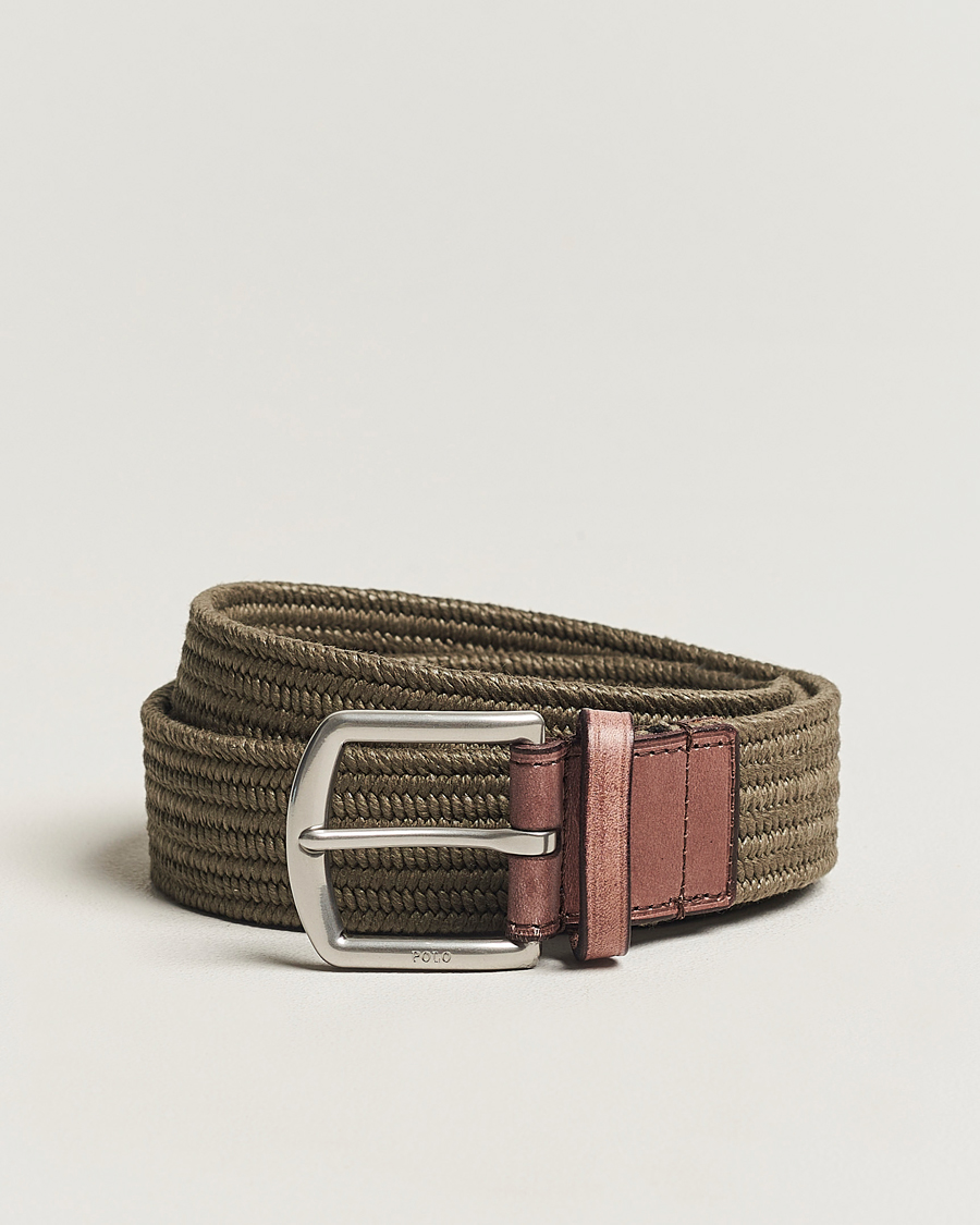 Homme | Polo Ralph Lauren Braided Cotton Elastic Belt Canopy Olive | Polo Ralph Lauren | Braided Cotton Elastic Belt Canopy Olive