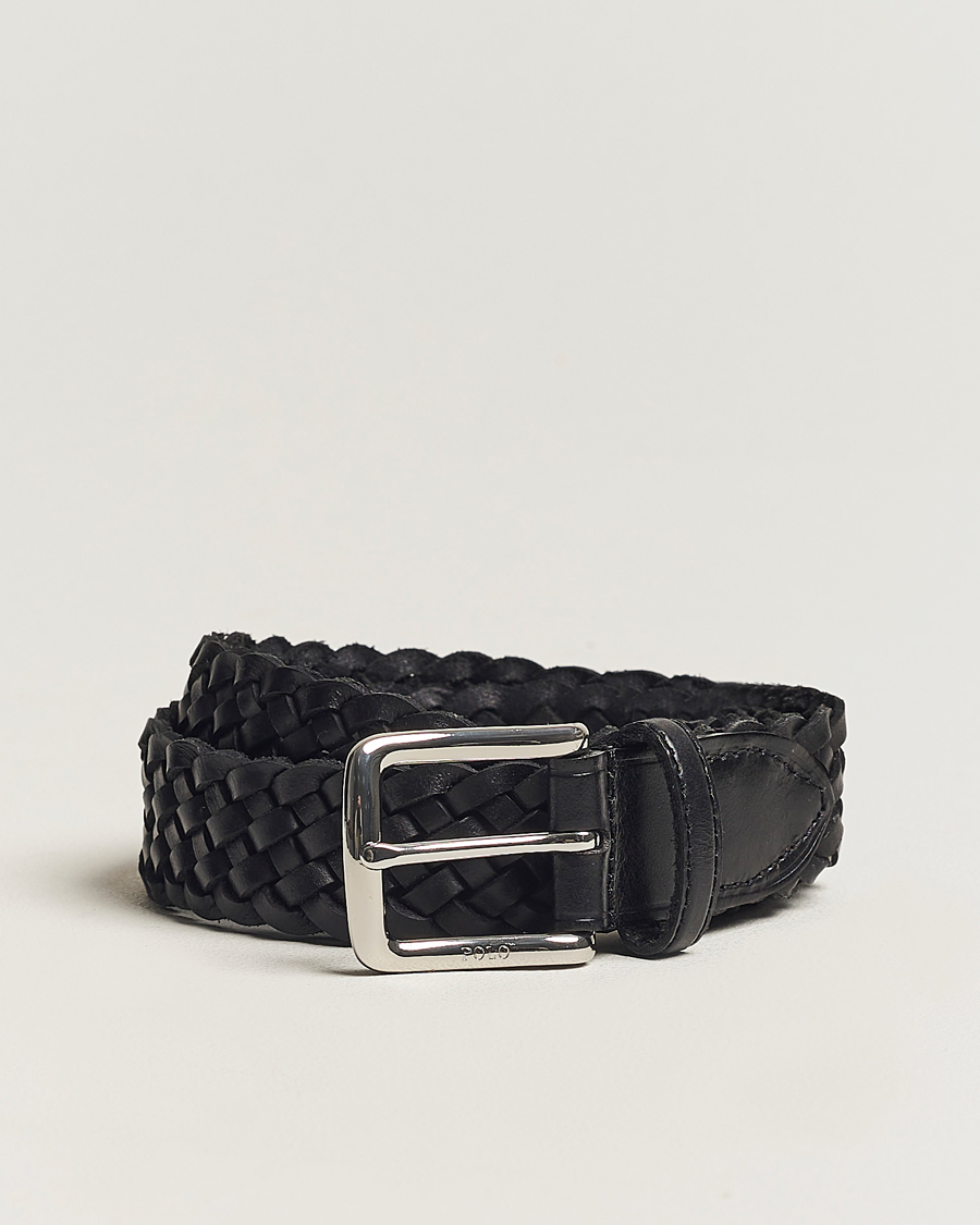Homme | Polo Ralph Lauren Braided Leather Belt Black | Polo Ralph Lauren | Braided Leather Belt Black