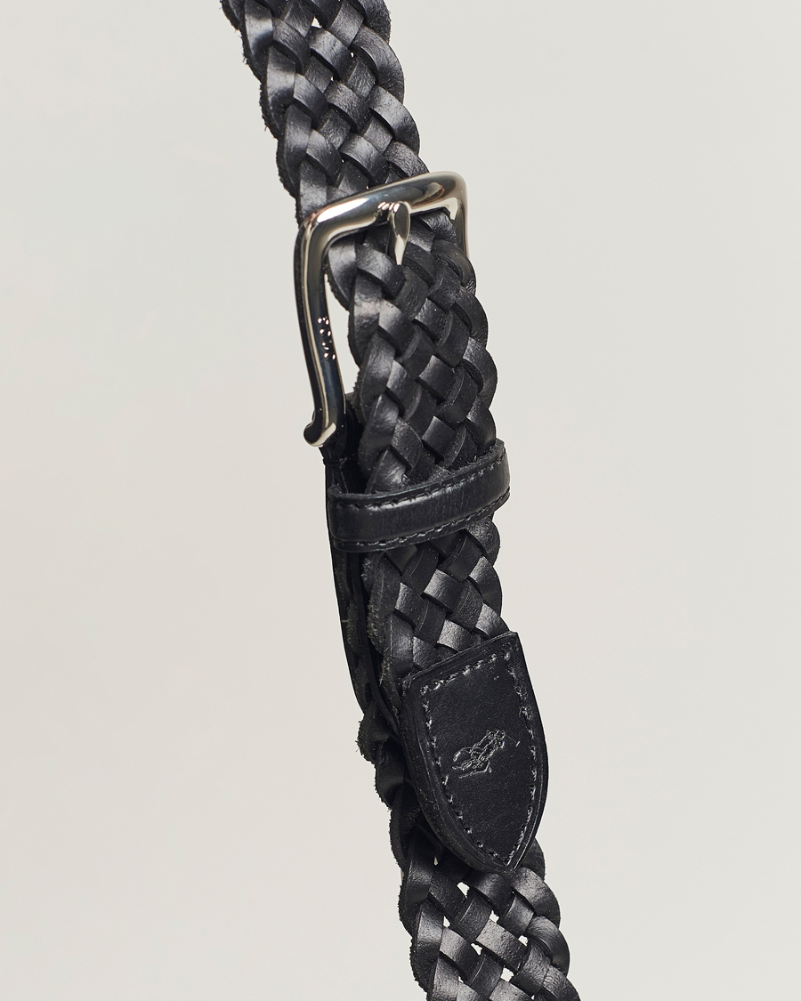 Homme | Polo Ralph Lauren Braided Leather Belt Black | Polo Ralph Lauren | Braided Leather Belt Black