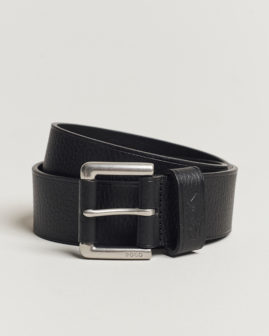 Homme | Polo Ralph Lauren Pebbled Leather Belt Black | Polo Ralph Lauren | Pebbled Leather Belt Black